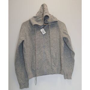Mary Jane womens small angora wool full zip gray sweater hoodie